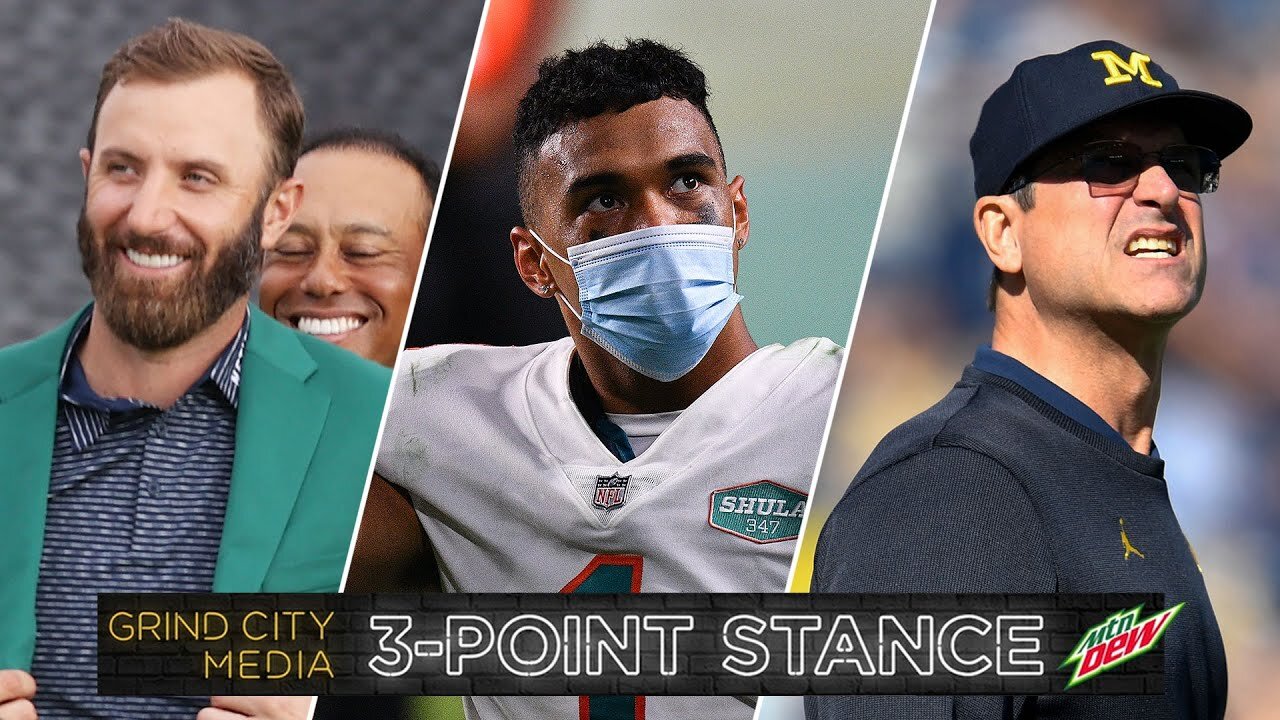 3-Point Stance: Dustin Johnson Wins 2020 Masters, Tua Time, Jim Harbaugh’s Time At Michigan Over?