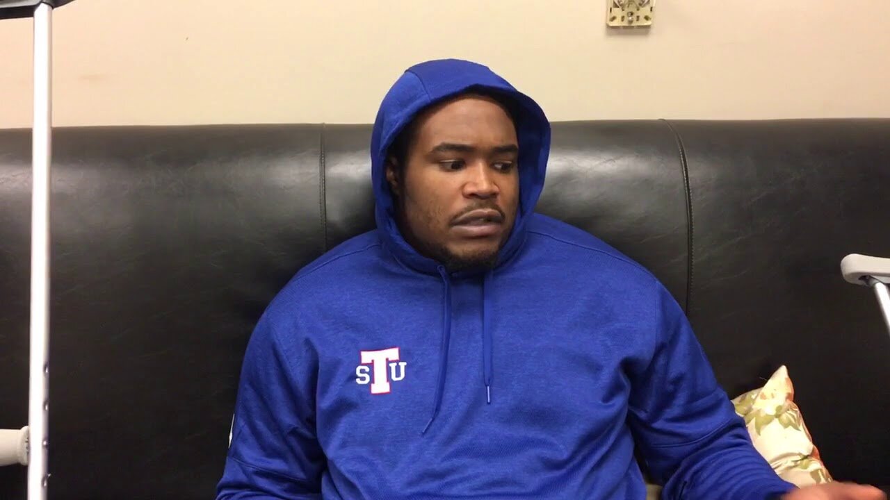 TSU lineman Thomas Burton on Christian Abercrombie