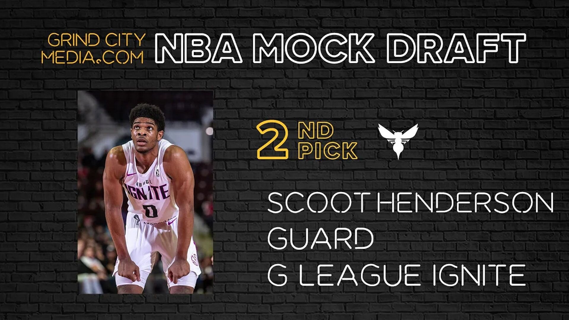 2023 Grind City Media NBA Mock Draft - 2nd Pick - Scoot Henderson, Guard, G League Ignite to Charlotte Hornets